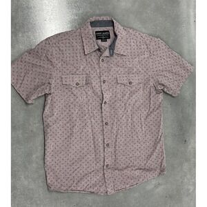 Cody James Men's Medium Western Pearl Snap Shirt Pink Paisley Short Sleeve